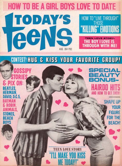 60s Magazine Layout, Teen Magazine Cover, Vintage Magazine Pages, 60s Colors, 60s Magazine, Old Magazine, Magazine Spreads, Teen Magazine, Teen Love