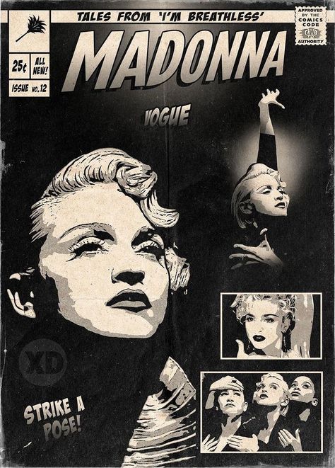 Madonna Eras, Madonna Poster, Madonna Music, Band Posters, Vintage Comics, Comic Styles, Character Aesthetic, Strike A Pose, Aesthetic Vintage