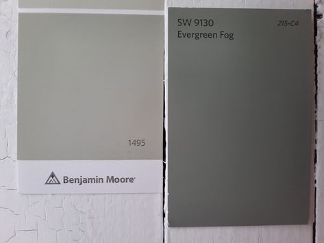 New things are blossoming into being this year, and Benjamin Moore invites us to make our creative expression one of them. Their floral-inspired color... | 7 October Mist vs Evergreen Fog scaled October Mist Vs Evergreen Fog, October Mist Paint Color, October Mist Paint, Mist Paint Color, October Mist, Intellectual Gray, Evergreen Fog, Balboa Mist, 7 October