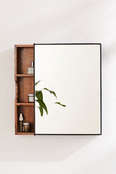 Powder Room Storage, Mirrors Urban Outfitters, Bathroom Mirror Storage, Hacks Ikea, Urban Outfitters Home, Sliding Mirror, Trendy Apartment, Small Space Organization, Bathroom Mirror Cabinet