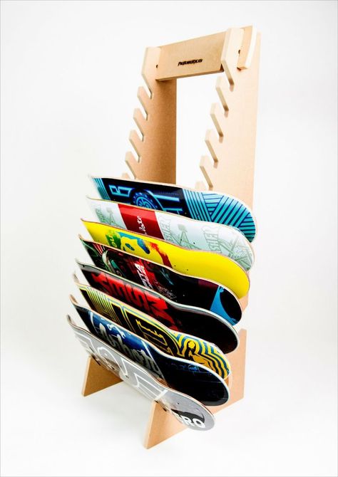 Skateboard Longboard Snowboard Floor Display Rack (The Deckhand) Snowboard Display, Skateboard Storage, Wakeboard Rack, Skateboard Rack, Snowboard Racks, Board Rack, Floor Display, Tech Deck, Rack Design