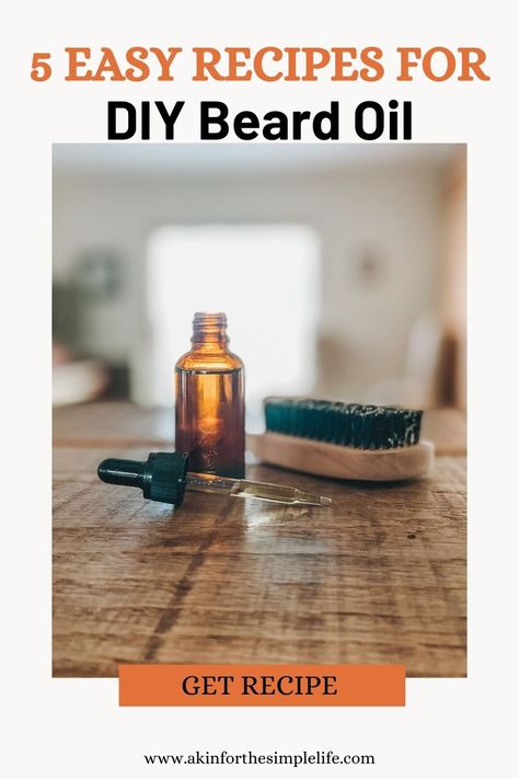 amber glass dropper bottle filled with DIY beard oil set on a wood countertop next to a beard brush Best Beard Oil Recipe, Beard Oil Recipes Diy For Men, Diy Beard Oil Essential Oils, Homemade Beard Oil Recipe, Beard Oil Recipe Diy For Black Men, Beard Shampoo Recipe Diy, Beard Wash Recipe Diy, Beard Oil Diy, Beard Balm Diy Recipes