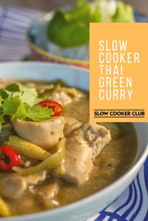 Thai Green Curry Chicken Slow Cooker, Slow Cooker Green Curry, Slow Cooker Thai Green Curry, Slow Cooker Thai Curry, Chicken Curry Crockpot, Crock Pot Curry, Slow Cooker Curry Recipes, Slow Cooker Thai, Green Chicken Curry