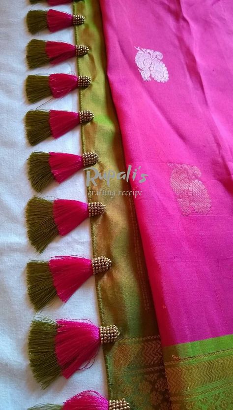 Saree Knots, Saree Kutch, Latest Blouse Patterns, Saree Tassel, Silk Thread Earrings Designs, Saree Kuchu New Designs, Saree Pallu, Designer Tassels, Kuchu Designs