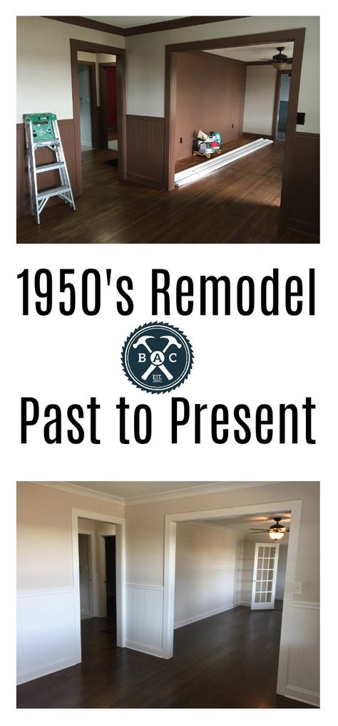 Dark interiors, paneling, and hardwoods covered up with carpet -- this 1950's Atlanta Bungalow gets a major renovation. Refinished hardwoods, neutral pallette, and updated trim work make this home classic again. Updating 1950s House, Updated 1920s House, 50s Home Renovation, 50s Home Remodel, 1950 House Interior, Updated Bungalow Interiors, 1950s Bungalow Renovation, 1950s Home Renovation, 1960s Interior Design Retro Renovation