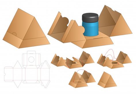 Triangle Packaging, House Packaging, Circle Window, Packaging Die Cut, Carton Diy, Egg Packaging, Packaging Template Design, Paper Box Template, Packaging Template