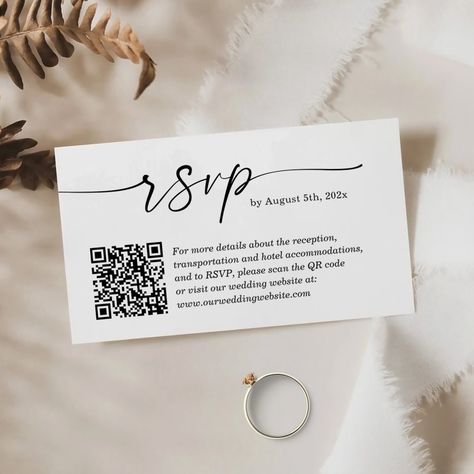 Make your RSVP process simple and modern with this Small Wedding RSVP Website QR Code Enclosure Card. This minimalist design features a QR code that links to your wedding website where guests can easily RSVP and find all the information they need for your special day. Wedding Rsvp Website, Rsvp Website, Rsvp Online, Invitations Ideas, Wedding Party Supplies, Minimalist Wedding Invitations, Rsvp Wedding Cards, Online Wedding, Wedding Rsvp