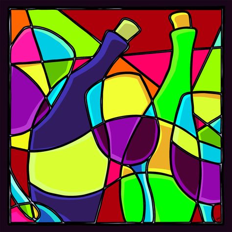 Abstract Wine Illustration by Coy Townson Overlapping Art, Wine Artwork, Marilyn Monroe Painting, Kandinsky Art, Wine Painting, Stained Glass Quilt, Cubism Art, Geometric Design Art, Picasso Art