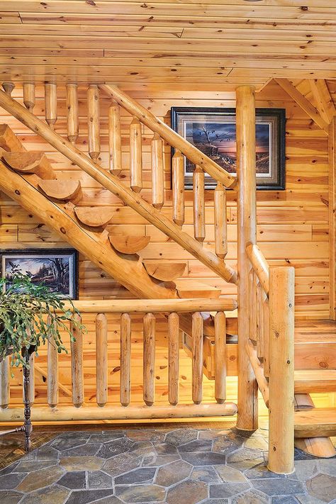 Log Stairs, Unique Stairs, Cabin Stairs, Stairs Outdoor, Wood Railings For Stairs, Rustic Staircase, Rustic Stairs, Timber Stair, Log Cabin Furniture