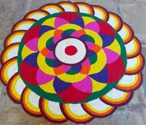 3d Rangoli Designs, Rangoli Idea, Rangoli Peacock, Colourful Rangoli, 3d Rangoli, Rangoli Designs For Competition, Rangoli Designs Simple Diwali, Easy Rangoli Designs Diwali, Rangoli Side Designs