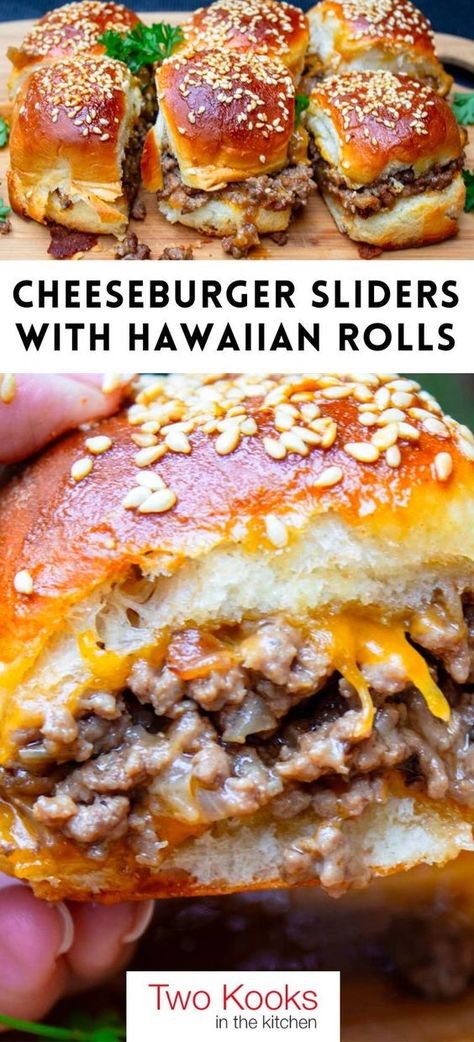 Our easy-to-follow recipe for juicy cheeseburger sliders with Hawaiian rolls brings you classic flavors without the fuss. Perfect for a game day crowd, appetizer, snack, or simple weeknight dinner.  You can skip making patties, flipping mini burgers, and individual assembly. This easy recipe is ready in about 30 minutes and wildly popular (so make lots!). Sliders Recipes Hawaiian Rolls Healthy, Subs Dinner Ideas, Dinner Recipes Hawaiian Rolls, Burgers On Hawaiian Rolls, Hawaiian Sliders Burgers, King Hawaiian Burger Sliders, Mini Slider Burgers, Hawaiian Roll Ground Beef Sliders, Kings Hawaiian Burger Sliders