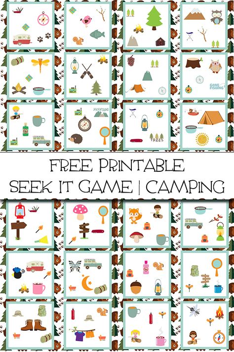 Camping Board Games, Seek It Game Printable Free, Camping Memory Game, Spot It Printable Free, Camping Dramatic Play Preschool Free Printable, Spot It Game Printable Free, Rainy Day At Home, Camping Theme Preschool, Double Game