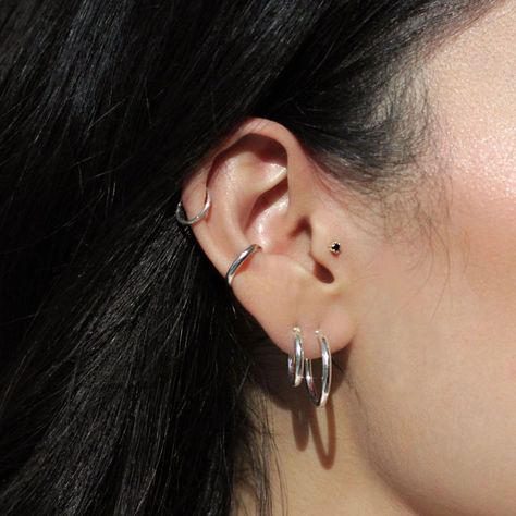 @sit_and_wonder posted to Instagram: Silver earring stacks with our Aura Hoops. #swcuratedear #sitandwonderjewels #daintyjewels #finejewelry Wishbone Necklace Gold, Dainty Fine Jewelry, Wishbone Necklace, Mandala Necklace, Silver Ear Cuff, Gold Heart Necklace, Everyday Earrings, Gothic Jewelry, Chain Earrings