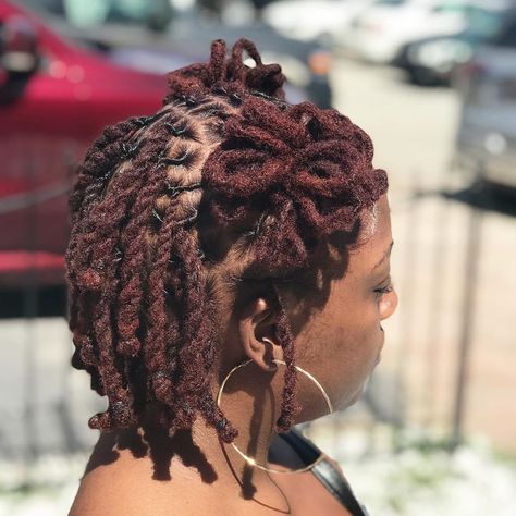 Petal Buns On Short Locs, Half Up Half Down Petal Bun Locs, Pedal Bun Locs, Petal Buns Locs, Loc Styles Half Up Half Down, Half Up Half Down Locs Styles, Natural Straight Hairstyles, Half Up Half Down Loc Styles, Locs Inspiration