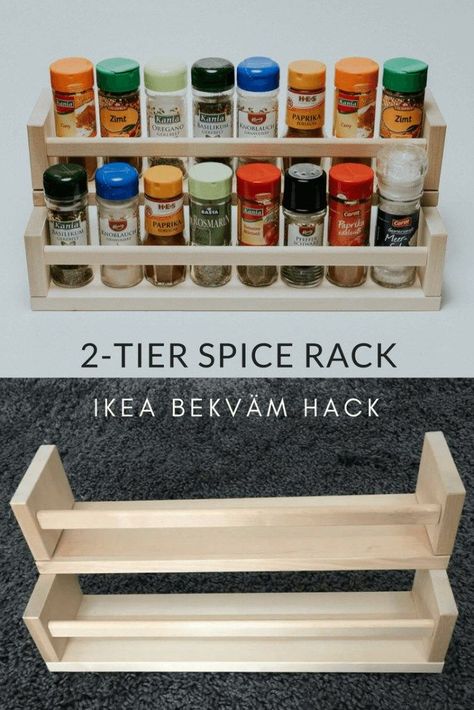 ikea bekvam spice rack ideas table top two tier spice rack Tiered Spice Rack, Spices Organizer, Spice Rack Hack, Spices Rack, Ikea Bekvam, Ikea Spice Rack, Diy Spice Rack, Spice Organizer, Diy Spices