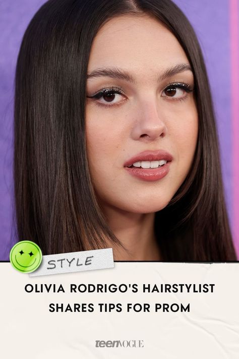 “Prom hair should be all about having fun and expressing yourself." Olivia Rodrigo Prom, Olivia Rodrigo Hairstyles, Tips For Prom, Unique Prom Hairstyles, Hairstylist Tips, Disney Actresses, Friendship Photography, Perfect Hair Color, Graduation Hairstyles