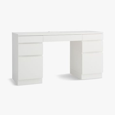 Cute White Desk, Teen Desk, Room Wishlist, Storage Desk, White Room Decor, Desks For Small Spaces, Bedroom Desk, Preppy Room, Simply White