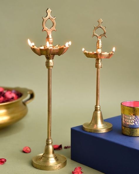 Illuminate tradition with our exquisite brass oil lamps and Diyas, crafted with care to bring warmth and radiance to your home. ✨ #oillamp #diya #brass #handmade Brass Diyas, Brass Lamps, Brass Lamp, Oil Lamps, Lamps, Silver Jewelry, Brass, India, Bring It On