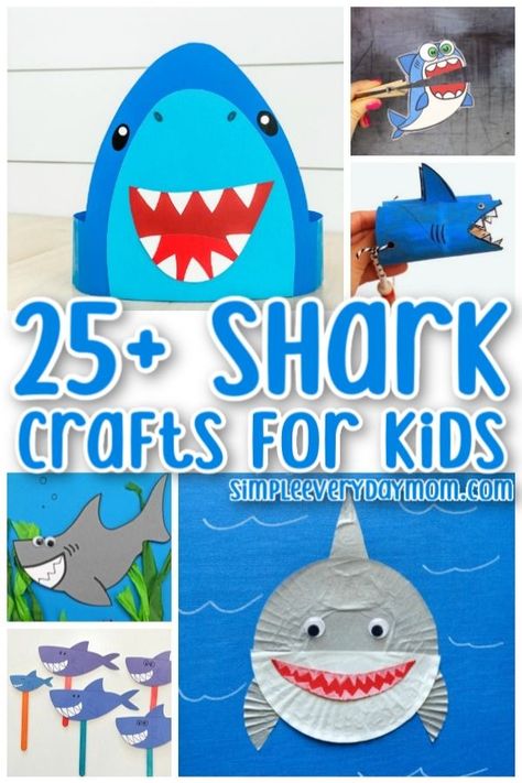 Shark Crafts For Kids, Shark Crafts, Shark Activities, Shark Craft, Children Crafts, Shark Art, Summer Crafts For Kids, Crafts For Kids To Make, Shark Week