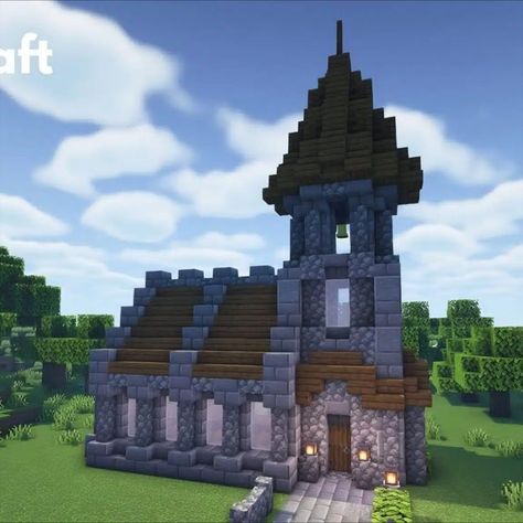 Looking for something cool to add to your medieval builds in Minecraft? Then this Dark Medieval Church in Minecraft is perfect for you! It features a rustic styling that uses stones and wood for the overall build. By adding elements like more lighting and decorations for details, you can transform this build into a better one! So check it out now! Builds In Minecraft, Medieval Builds, Minecraft Medieval Village, Dark Medieval, Minecraft Medieval House, Case Minecraft, Minecraft Wall, Medieval Church, Minecraft Houses Blueprints