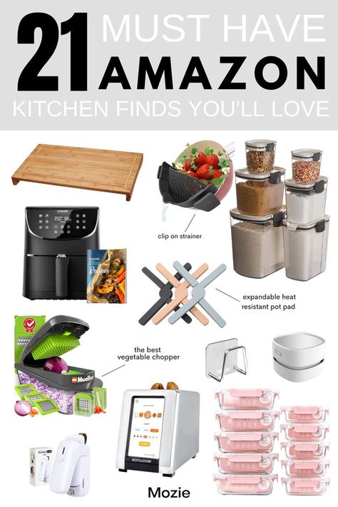 these are 21 must have amazon kitchen finds that tikttok influenced us to love! Must Have Kitchen Items, Amazon Kitchen Finds, Kitchen Essentials List, Amazon Kitchen Must Haves, Kitchen Finds, Must Have Kitchen Gadgets, Amazon Must Haves, Amazon Kitchen Gadgets, Kitchen Must Haves