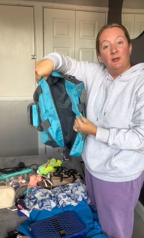 A WOMAN has revealed how she fits four days’ worth of clothes into a small carry-on bag to avoid extra luggage costs when flying with budget airlines. In a video on TikTok, one Ryanair passenger fitted her holiday items into a personal bag that most people would take to the gym. In the 90-second clip, Christina, who is […] How To Pack For 3 Days In A Carry On, Ryanair Carry On Packing Tips, Tiny Gym, Small Carry On Luggage, Hand Luggage Bag, Carry On Packing Tips, Carry On Packing, Hair Straightener And Curler, Holiday Clothes