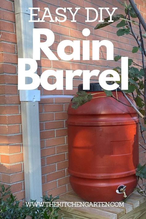 Make an easy DIY rain barrel at home for collecting rainwater to use in the garden, flower beds, or compost pile! Diy Rain Barrel, Rain Barrel Stand, Rain Barrel System, Barrels Diy, Rain Barrels, Water Barrel, Home Maintenance Checklist, Rain Collection, Water Collection