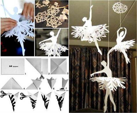 Snowflakes For Kids, Paper Art Tutorial, Ballerina Decor, Paper Snowflakes Diy, Paper Snowflake, Diy Napkins, Do It Yourself Crafts, Navidad Diy, Paper Snowflakes