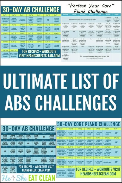 The Ultimate List of Abs Challenges #fitness #workout #heandsheeatclean #challenge #abs #core Challenges Fitness, Guess The Logo, Ultimate Ab Workout, Cardio Challenge, Weight Training Routine, 30 Day Ab Challenge, Ab Core Workout, 30 Day Abs, Fitness Challenges