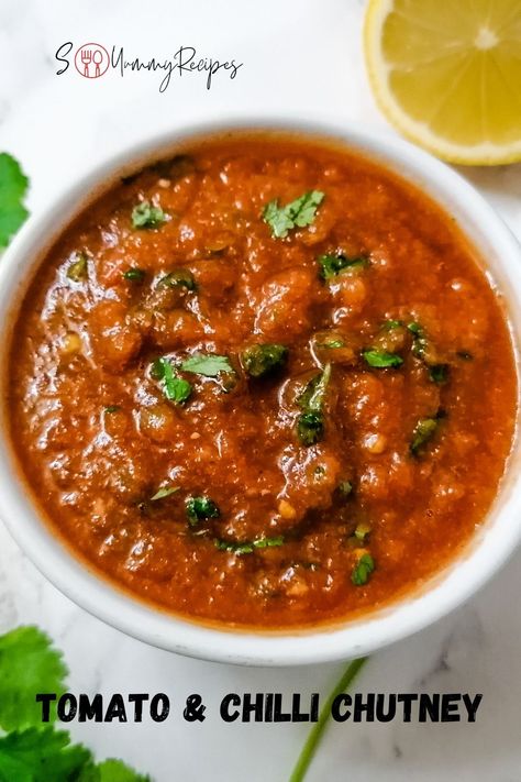 Chilli Relish Recipe, Chilli Chutney Recipes, Chili Chutney, Spicy Tomato Chutney, Chilli Chutney, Seekh Kebabs, Hebbars Kitchen, Homemade Chilli, Lamb Kebabs