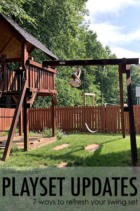 Kids Play Yard, Playset Makeover, Toddler Proofing, Backyard Playset, Wooden Playset, Playset Outdoor, Play Yard, Diy And Home Improvement, Backyard Play