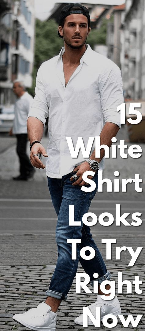 15 White Shirt Looks To Try Right Now! White Oxford Shirt Outfit, White Shirt Ideas, White Shirt Outfit For Men, White Shirt Look, Oxford Shirt Outfit, White Tshirt Outfit, Linen Shirt Outfit, Casual White Shirt, Black Superman