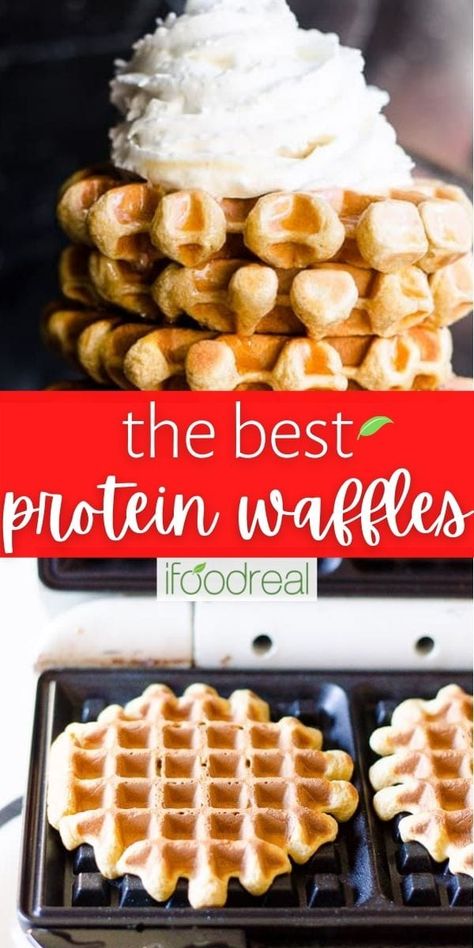 Protein Waffles are made with plant based protein powder, Greek yogurt, eggs, oats and no flour or added sugar. This protein waffle recipe is super easy to make and even more delicious to eat. Protein Waffles No Egg, High Protein Breakfast Waffles, High Protein Snacks Healthy Greek Yogurt, Vanilla Protein Waffles, Greek Yogurt Waffles Healthy, Healthy Protein Waffle Recipe, Easy Protein Waffles Recipe, Waffle Protein Recipe, Protein Waffle Recipe Powder