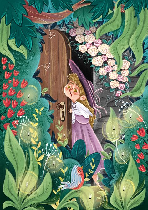 The Secret Garden on Behance The Secret Garden Illustration, Secret Garden Illustration, Garden Illustration Art, Secret Garden Painting, Garden Illustrations, Secret Garden Book, Illustration Art Kids, 동화 삽화, Garden Illustration