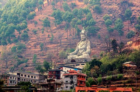 Gigantic Guru Rinpoche near Pharping, Nepal | Flickr - Photo Sharing! Pharping Nepal, Guru Rinpoche, Buddhist Philosophy, Kuan Yin, Still Waiting, Dalai Lama, Bhutan, Buddhism, Statue Of Liberty