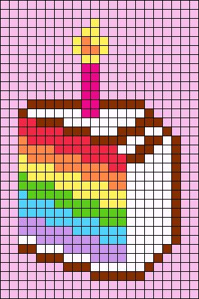 Happy Birthday Perler Bead Patterns, Happy Birthday Perler Beads, Pixel Art Birthday Cake, Happy Birthday Pixel Art, Pride Perler Bead Patterns, Pixel Art Birthday, Birthday Pixel Art, Candy Pixel Art, Pastel Pixel Art