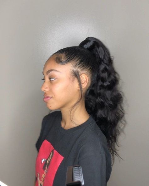 Sleek High Ponytail Black Women Curly, High Ponytail Hairstyles, Weave Ponytail Hairstyles, Sleek Ponytail Hairstyles, Black Ponytail Hairstyles, A Pony, High Ponytail, Fringe Hairstyles, Hair Ponytail Styles