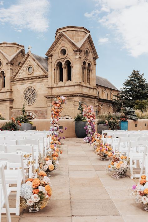 Santa Fe New Mexico Wedding, Wedding Ideas Mexican, Mexican Sunset, Maximalist Wedding, Rooftop Wedding Ceremony, Rose Gold Bridesmaid Dress, Mexico Wedding Venue, Southwest Elopement, Ceremony Outdoor