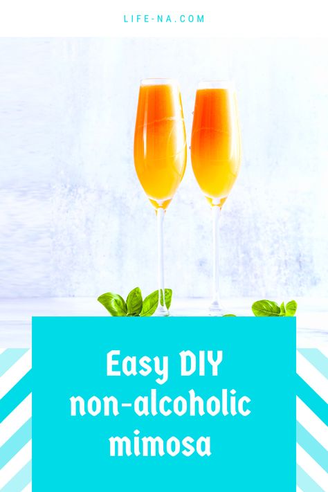 Momosa Mimosa Bar Non Alcoholic, Non Alcoholic Mimosas, Alcohol Free Mimosa, Nonalcoholic Mimosa, Virgin Mimosas, Mimosa Mocktail, Non Alcoholic Mimosa, Fruit Garnish, Mimosa Recipe