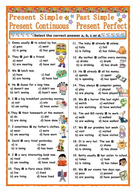 Verb tenses interactive and downloadable worksheet. You can do the exercises online or download the worksheet as pdf. Tenses Worksheet, Past Tense Worksheet, Tenses Exercises, All Verbs, English Grammar Test, All Tenses, Tenses Grammar, Tenses English, English Grammar Tenses