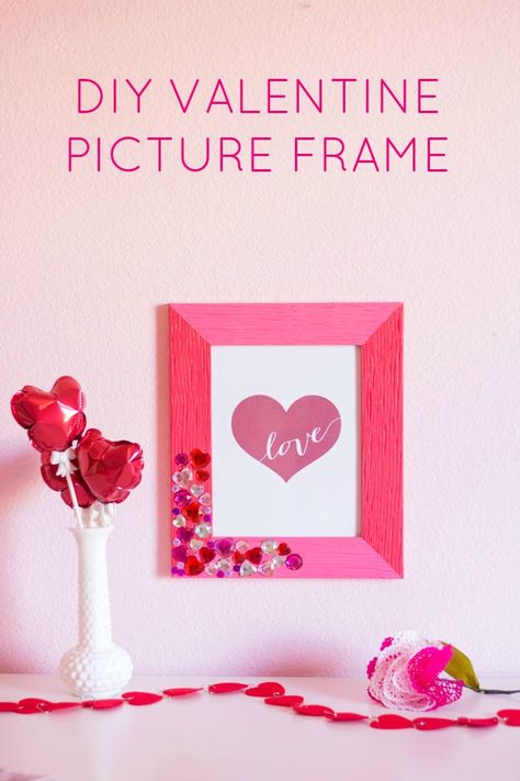 Toddler Valentine Crafts, Jeweled Picture Frame, Birthday Sleepover, Jeweled Picture, Valentine Picture, Valentine's Ideas, Picture Frame Designs, Craft Decor, Diy Picture Frames