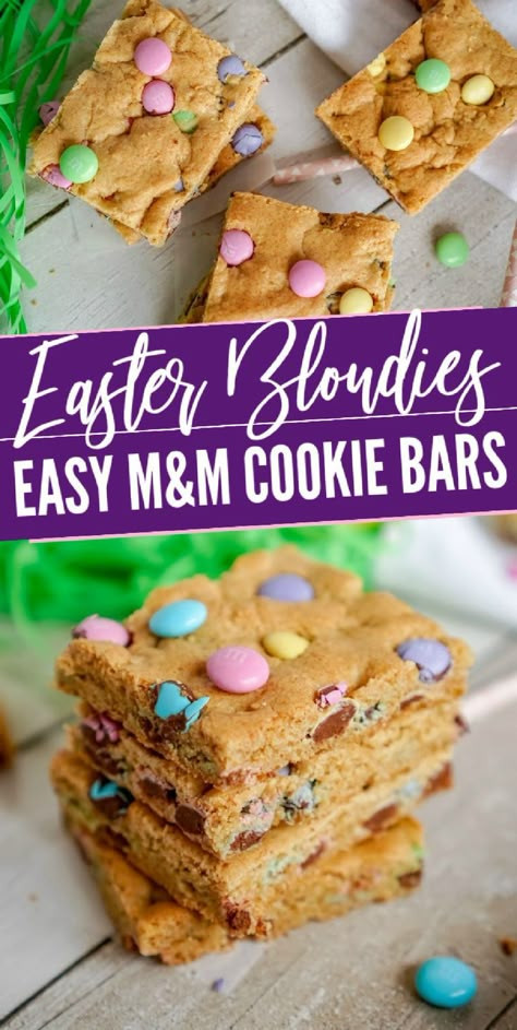 Easter Cookie Bars Recipes, Easter Blondies, Easter Cookie Bars, Easy Easter Cookies, Holiday Dessert Recipes Easy, Easter Cookie Cake, Easter Deserts, Blondie Recipe, Cookie Bars Easy