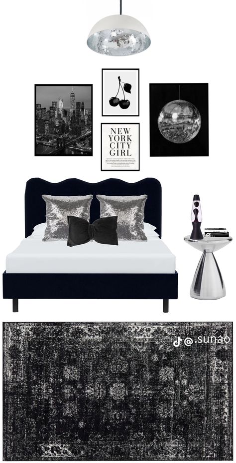 Vogue Bedroom Aesthetic, Black White And Grey Bedroom, Spare Bedroom Closets, Black Accent Wall, Bedroom Ideas Luxury, Room Wishlist, Beach Room Decor, Paris Rooms, Dream Room Inspiration