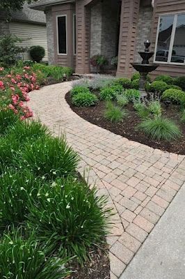 60 Amazing Front Yard Pathway Landscaping Design Ideas | ARA HOME Feng Shui Landscape, Front Walkway Landscaping, Sidewalk Landscaping, Front Yard Walkway, Landscape Curbing, Walkway Landscaping, Brick Walkway, Pathway Landscaping, Front Walkway