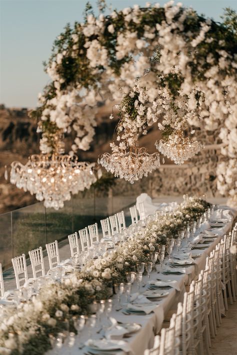 Married In Greece, Luxury Event Decor, Modern Destination Wedding, Santorini Wedding Venue, Greece Mykonos, Dream Wedding Reception, Dream Wedding Decorations, 2025 Wedding, Luxury Wedding Decor