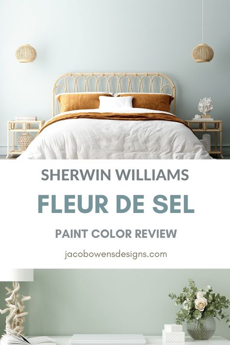 Sherwin Williams Fleur de Sel Paint Color Review Fleur De Sel Sherwin Williams Bedrooms, Fleur De Sel Sherwin Williams, Sherwin Williams Fleur De Sel, Relaxing Paint Colors, Best Blue Paint Colors, Coastal Paint Colors, Coastal Paint, House Shutters, Blue Paint Colors