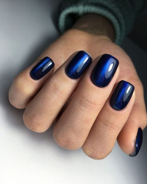 Dark Blue Metallic Nails, Navy Blue Fall Nails, Fall Blue Nails, Fall Dip Nails, Fall Dip, Popular Nail Colors, Blue Gel Nails, Navy Nails, Navy Blue Nails