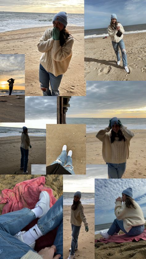 Cold beach photos & outfit inspo Cold Beach Day Outfit, Cold Beach Day, Beach Day Outfit, Day Outfit, Beach Photos, Beach Day, Outfit Inspo