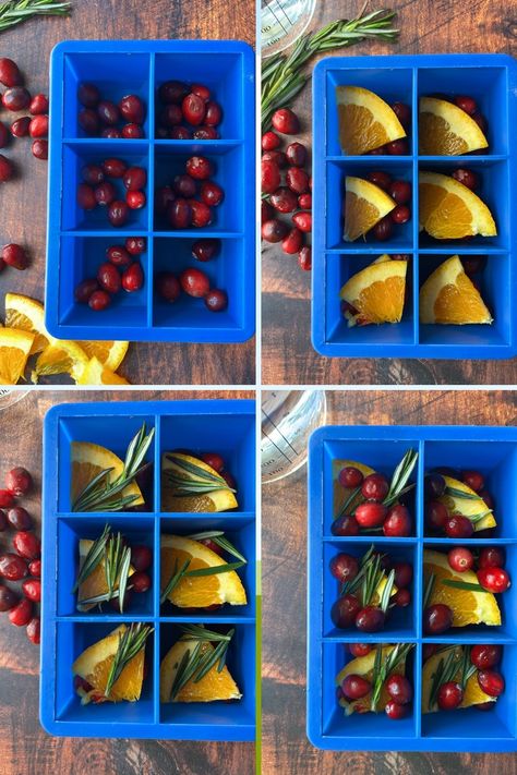 Infuse flavor into your dinks by making Fancy Ice Cubes with fresh herbs and fruits. And learn my trick for making clear ice. Cherry Ice Cubes, Fall Ice Cube Ideas, Frozen Ice Cubes Cocktails, Ice Cube With Fruit, Fun Ice Cube Ideas, Party Ice Cubes, Berry Ice Cubes, Ice With Fruit Inside, Fruit Infused Ice Cubes