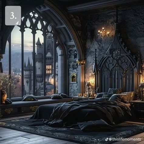 Bad B Energy, Dark Fantasy Bedroom, Dark And Cozy, Castle Rooms, Castle Bedroom, Gothic Bedroom, Fantasy Bedroom, Dark Castle, Gothic Castle